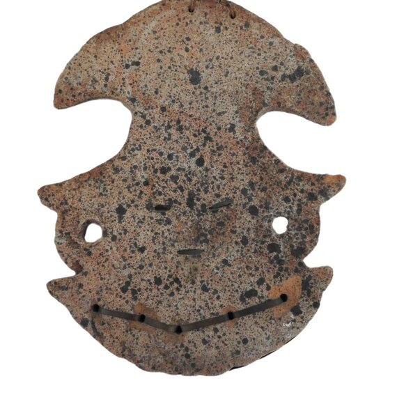 Aztec Mayan Warrior Terracotta Clay Wall Mask Alligators Brass Beard 10" Mexico - Picture 8 of 11